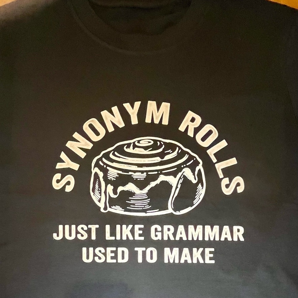 Funny Grammar Police T-Shirt-Synonym Rolls Graphic Tee, Unisex Large - Picture 3 of 5